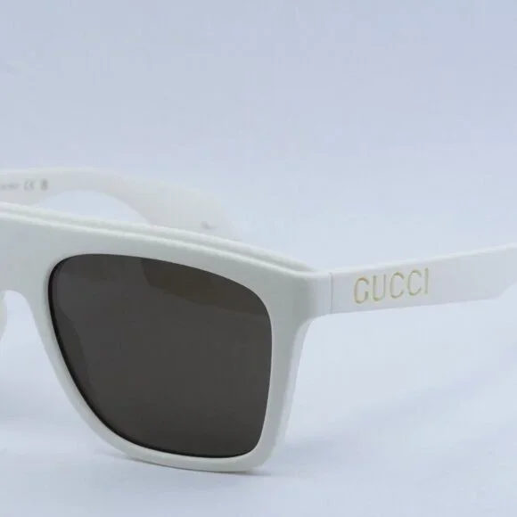 🕶️ New Gucci GG1570S 003 Sunglasses - Matte White Frame, Brown Lenses